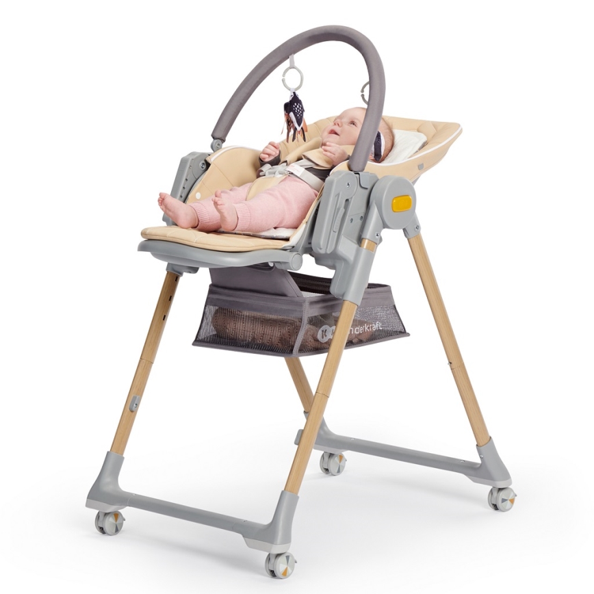 KINDERKRAFT - Silla de comedor infantil 2en1 LASTREE beige/gris