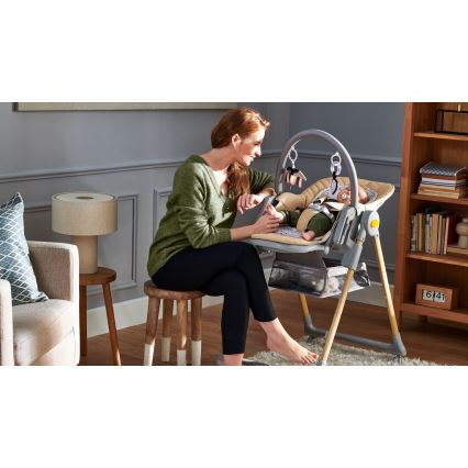 KINDERKRAFT - Silla de comedor infantil 2en1 LASTREE beige/gris