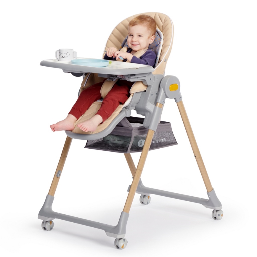 KINDERKRAFT - Silla de comedor infantil 2en1 LASTREE beige/gris
