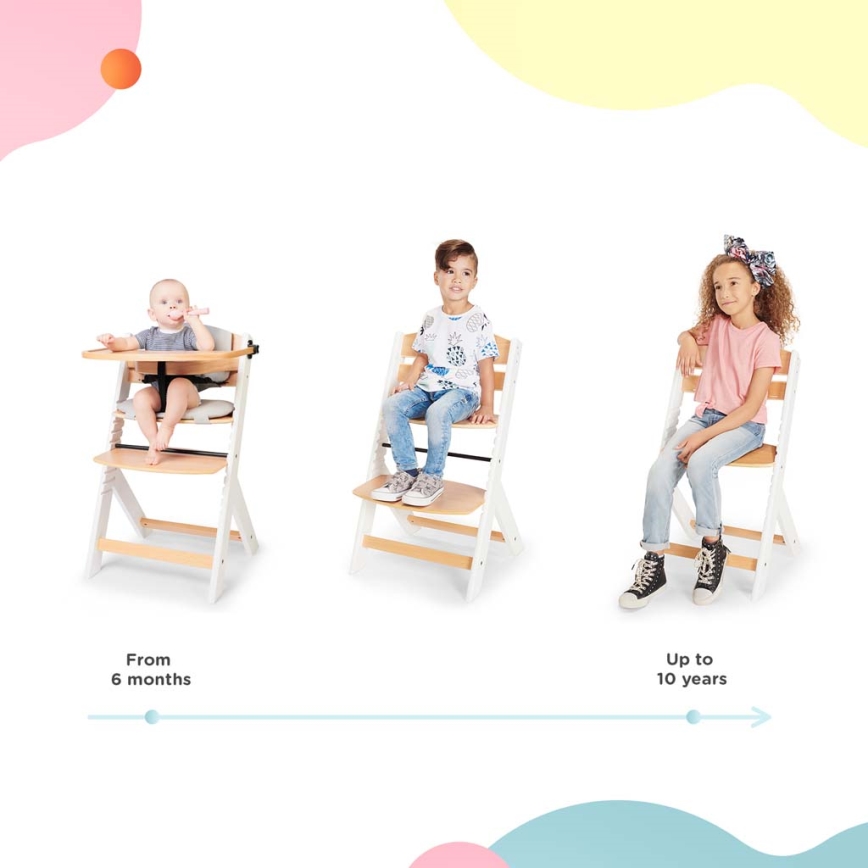 KINDERKRAFT - Silla de comedor infantil con acolchado ENOCK gris/blanco