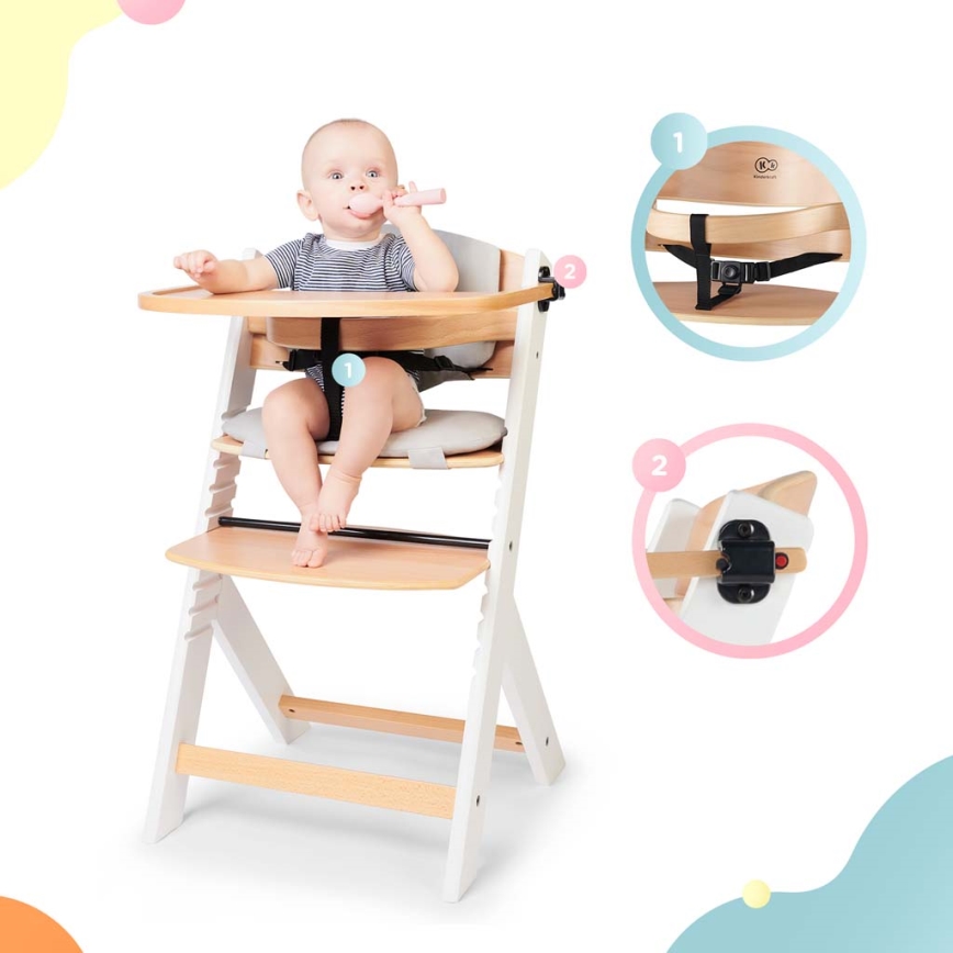 KINDERKRAFT - Silla de comedor infantil con acolchado ENOCK gris/blanco