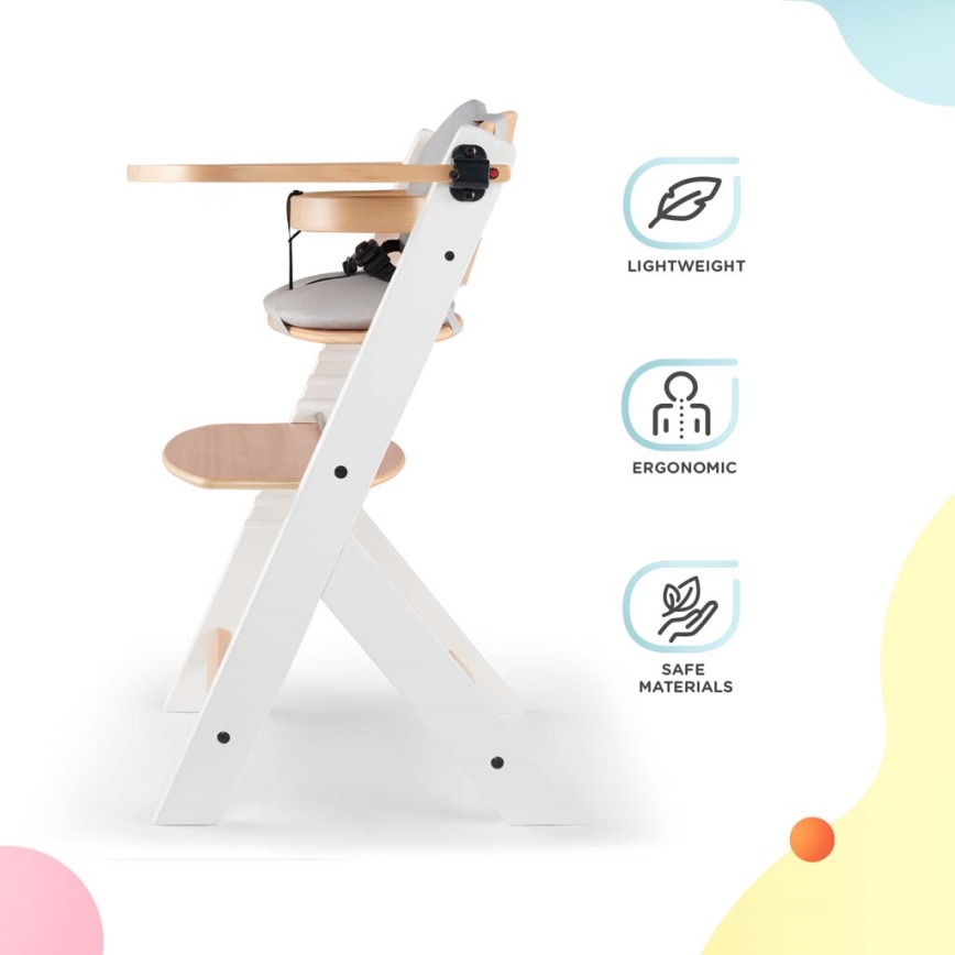 KINDERKRAFT - Silla de comedor infantil con acolchado ENOCK gris/blanco