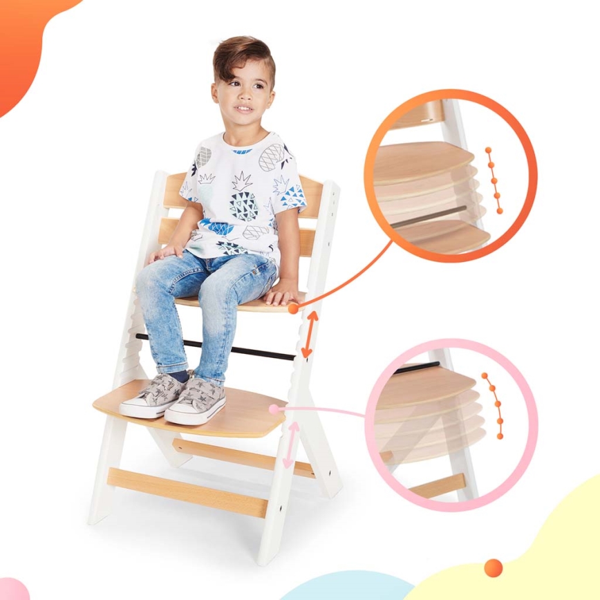 KINDERKRAFT - Silla de comedor infantil con acolchado ENOCK gris/blanco