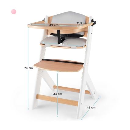 KINDERKRAFT - Silla de comedor infantil con acolchado ENOCK gris/blanco