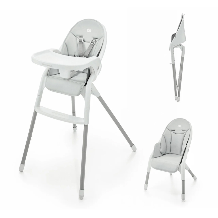 KINDERKRAFT - Silla de comedor para niños 2en1 DINNLY gris
