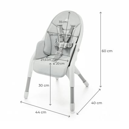 KINDERKRAFT - Silla de comedor para niños 2en1 DINNLY gris