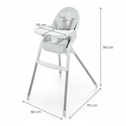 KINDERKRAFT - Silla de comedor para niños 2en1 DINNLY gris