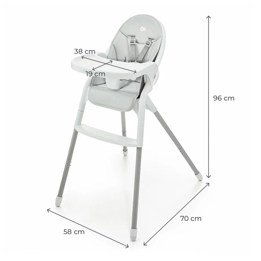 KINDERKRAFT - Silla de comedor para niños 2en1 DINNLY gris