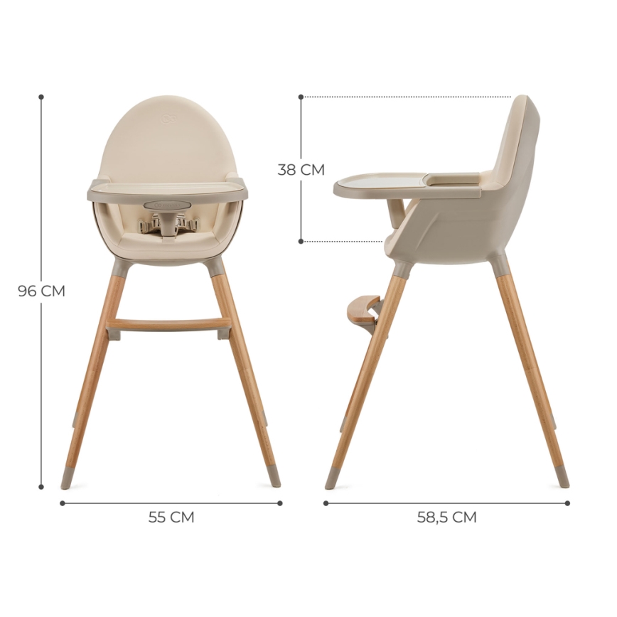 KINDERKRAFT - Silla de comedor para niños 2v1 FINI2 haya/beige