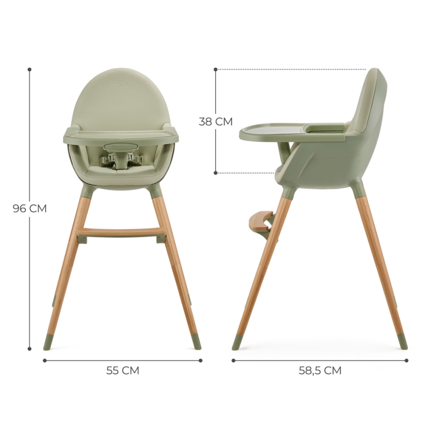 KINDERKRAFT - Silla de comedor para niños 2v1 FINI2 haya/verde