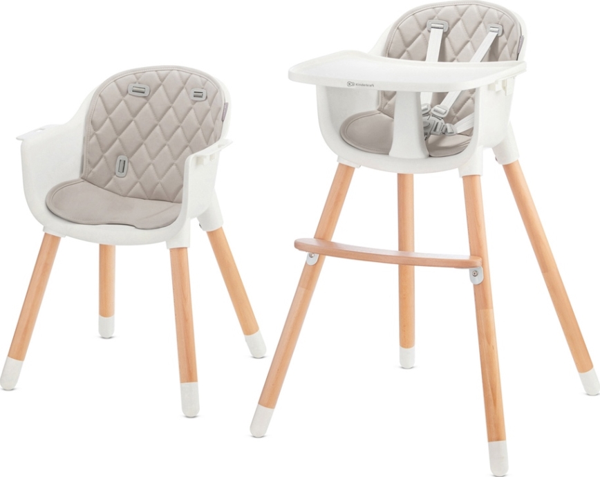 KINDERKRAFT - Silla de comedor para niños 2v1 SIENNA haya/gris
