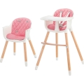 KINDERKRAFT - Silla de comedor para niños 2v1 SIENNA haya/rosa