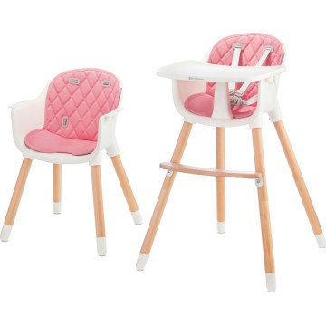 KINDERKRAFT - Silla de comedor para niños 2v1 SIENNA haya/rosa