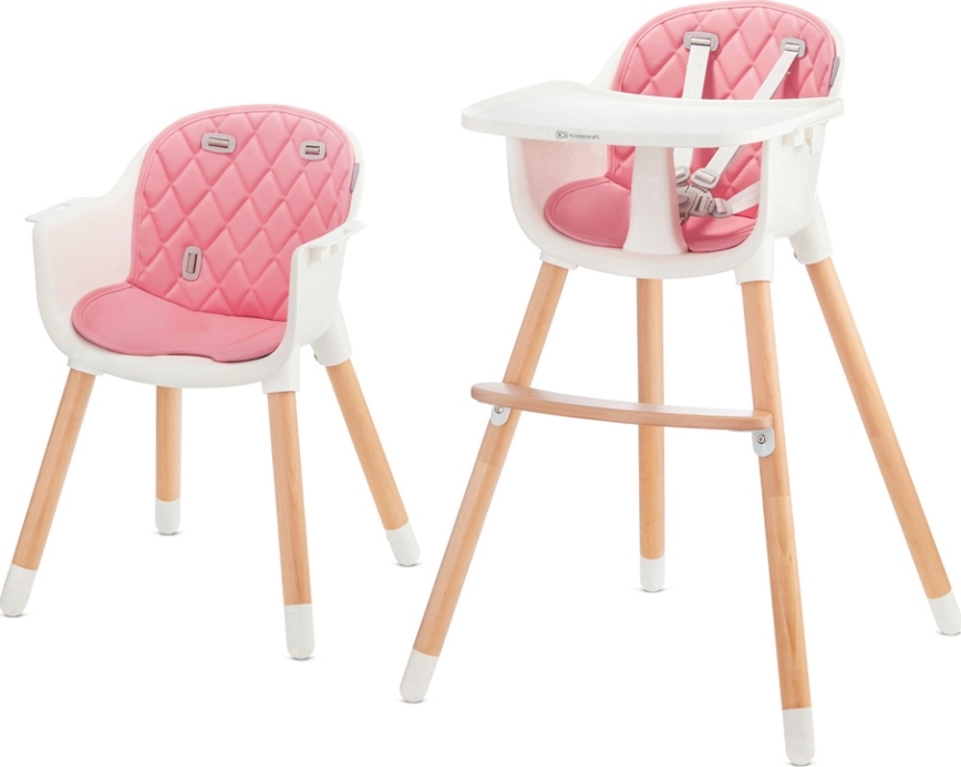 KINDERKRAFT - Silla de comedor para niños 2v1 SIENNA haya/rosa
