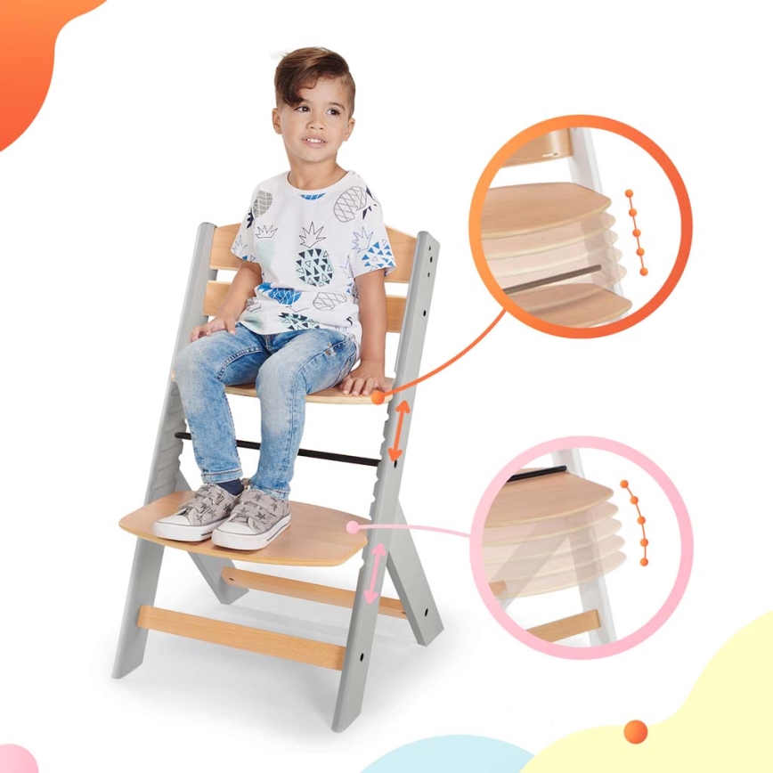 KINDERKRAFT - Silla de comedor para niños con acolchado ENOCK gris