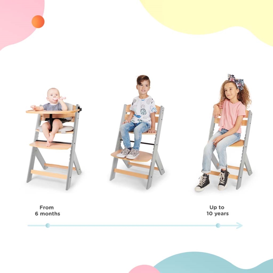 KINDERKRAFT - Silla de comedor para niños con acolchado ENOCK gris