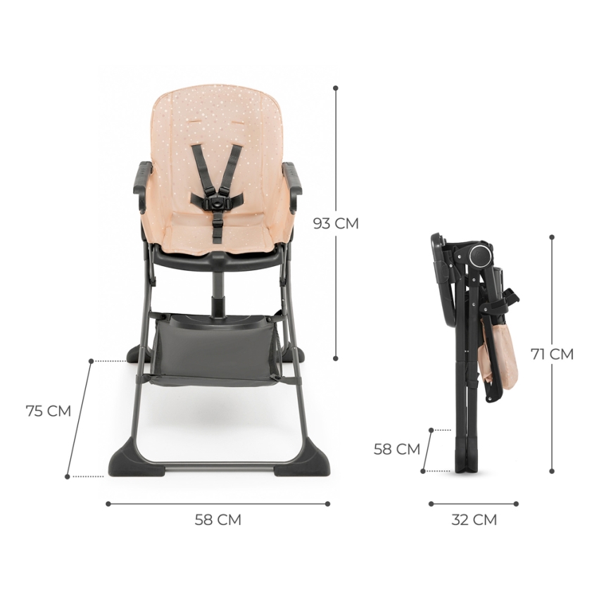 KINDERKRAFT - Silla de comedor para niños FOLDEE rosa
