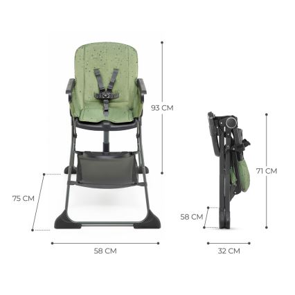 KINDERKRAFT - Silla de comedor para niños FOLDEE Verde