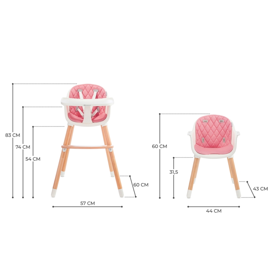 KINDERKRAFT - Silla de comedor para niños SIENNA haya/rosa