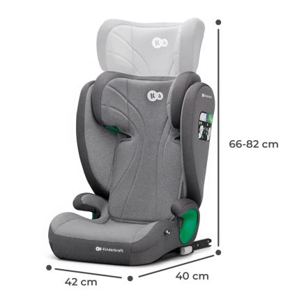 KINDERKRAFT - Silla para coche JUNIOR FIX 2 (100-150 cm) Cohete gris