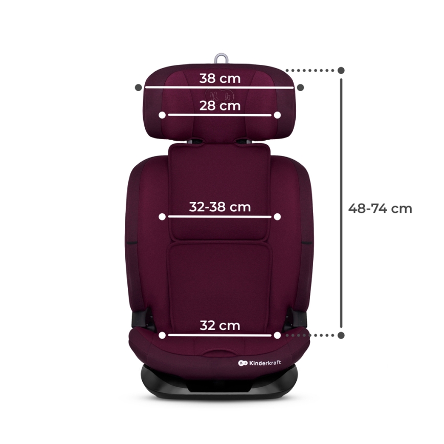 KINDERKRAFT - Silla para coche ONETO 3 i-Tamaño (76-150 cm) + Isofix Cherry pearl