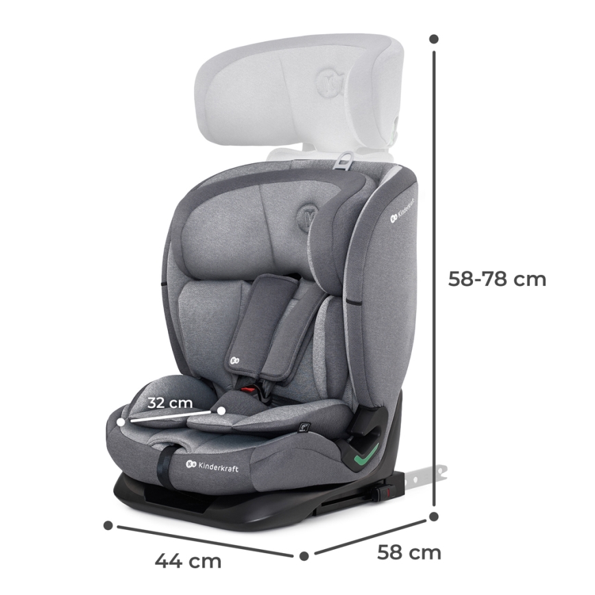 KINDERKRAFT - Silla para coche ONETO 3 i-Tamaño (76-150 cm) + Isofix Cool gris