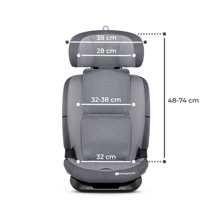 KINDERKRAFT - Silla para coche ONETO 3 i-Tamaño (76-150 cm) + Isofix Cool gris