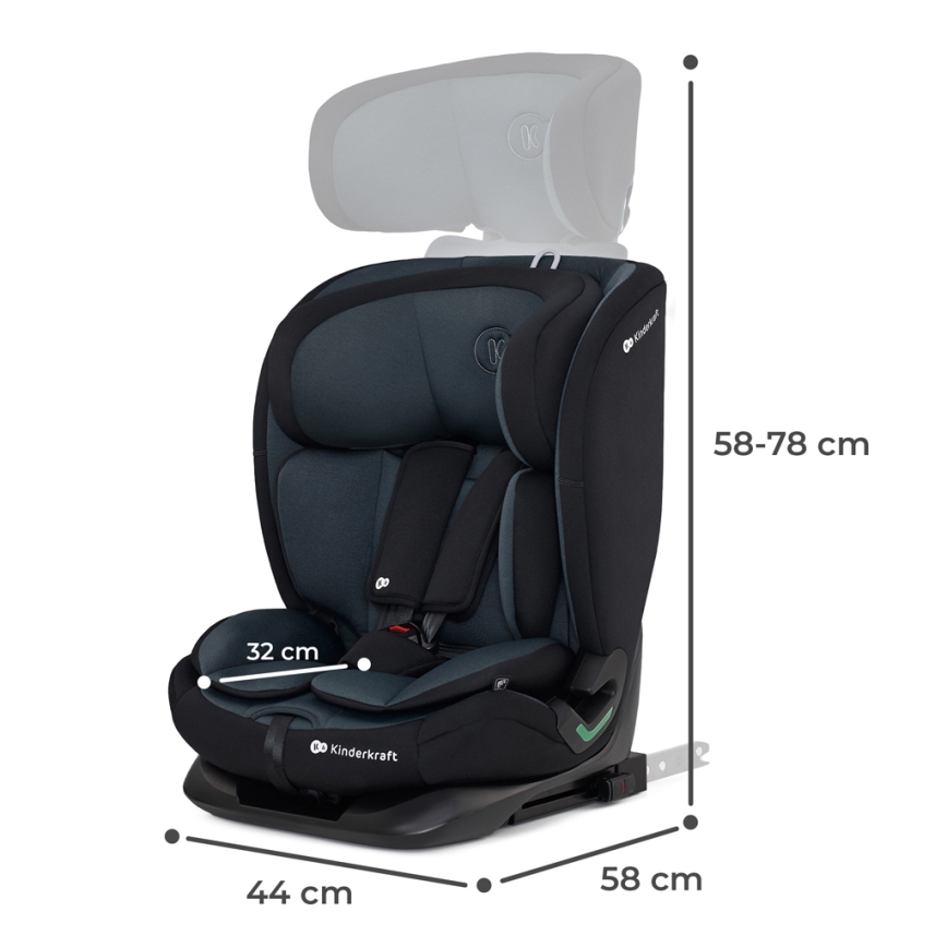 KINDERKRAFT - Silla para coche ONETO 3 i-Tamaño (76-150 cm) + Isofix Graphite negro