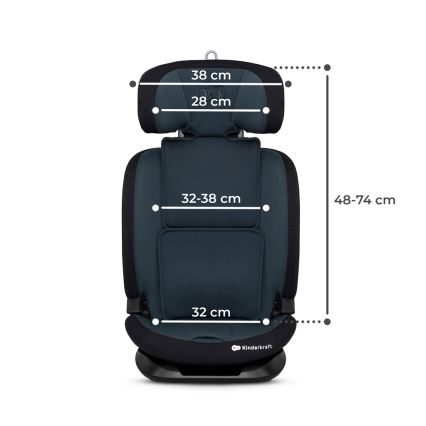KINDERKRAFT - Silla para coche ONETO 3 i-Tamaño (76-150 cm) + Isofix Graphite negro