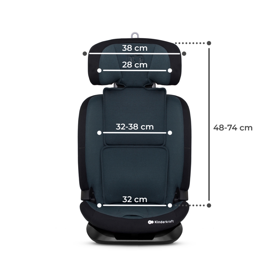 KINDERKRAFT - Silla para coche ONETO 3 i-Tamaño (76-150 cm) + Isofix Graphite negro