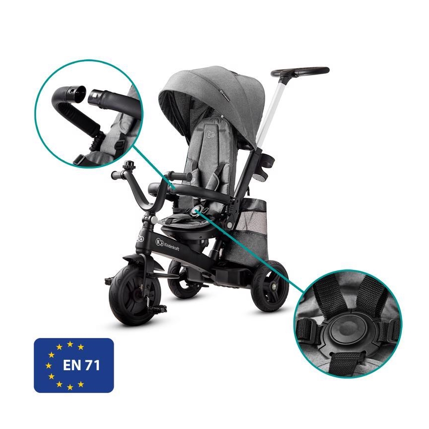 KINDERKRAFT - Triciclo infantil 5v1 EASYTWIST gris/negro