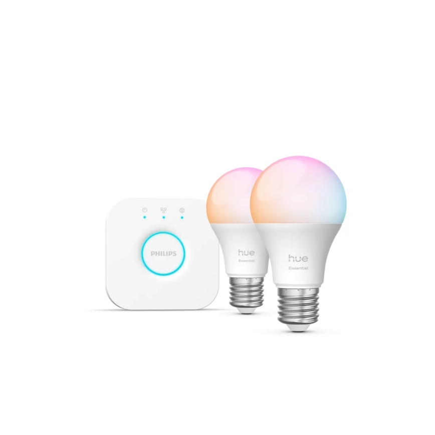 Kit básico Philips Hue White And Color Ambiance Essential 2xE27/8W/230V 2200-6500K + dispositivo de conexión