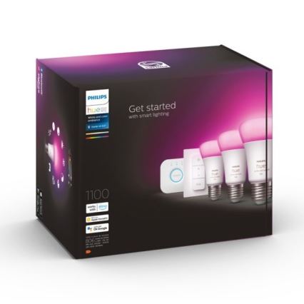 Kit básico Philips Hue WHITE AND COLOR AMBIANCE 3xE27/9W 2000-6500K + puente de conexión