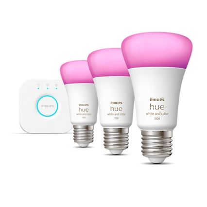 Kit básico Philips Hue WHITE AND COLOR AMBIANCE 3xE27/9W/230V 2000-6500K + dispositivo de conexión