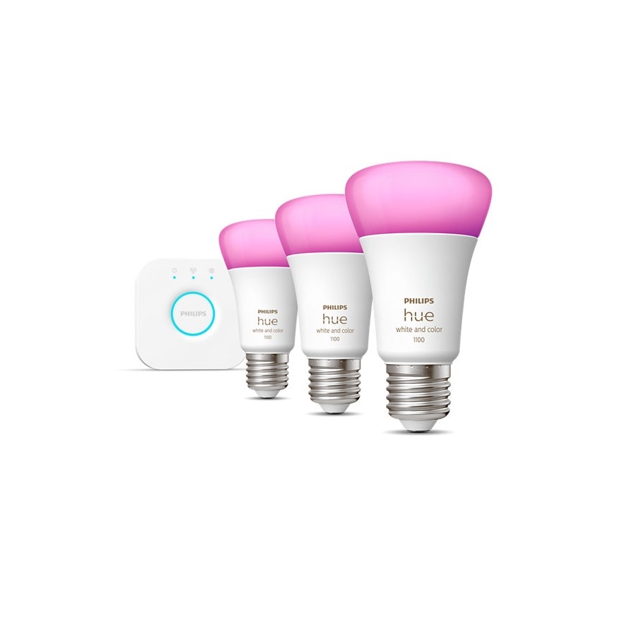 Kit básico Philips Hue WHITE AND COLOR AMBIANCE 3xE27/9W/230V 2000-6500K + dispositivo de conexión