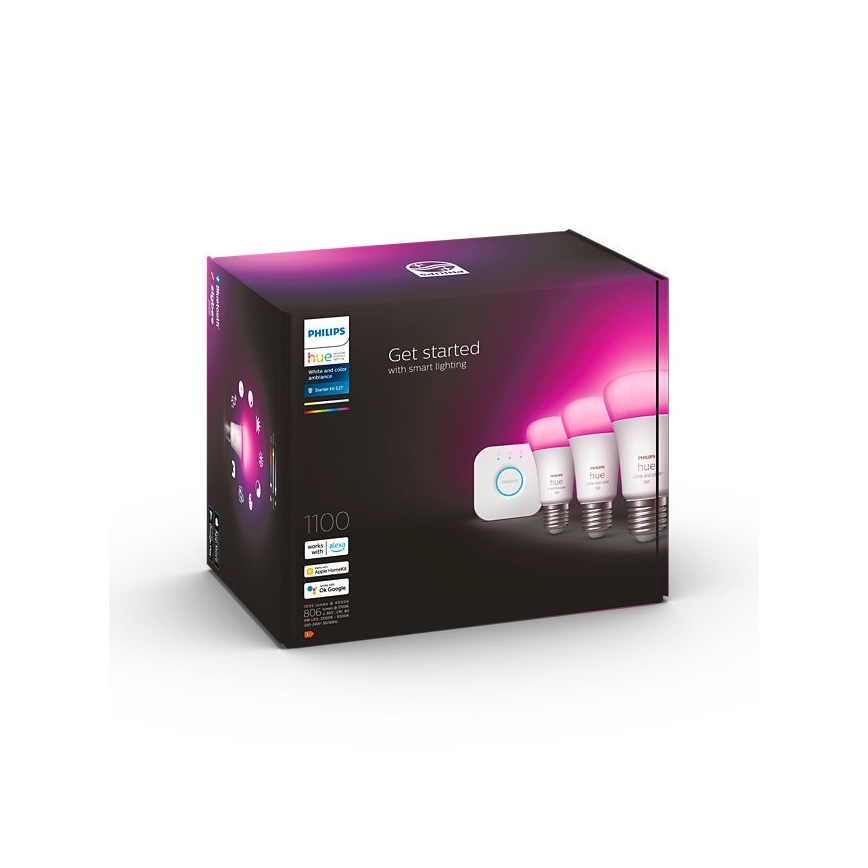 Kit básico Philips Hue WHITE AND COLOR AMBIANCE 3xE27/9W/230V 2000-6500K + dispositivo de conexión