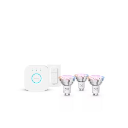 Kit básico Philips Hue White And Color Ambiance Essential 3xGU10/4,7W/230V 2200-6500K + dispositivo de conexión