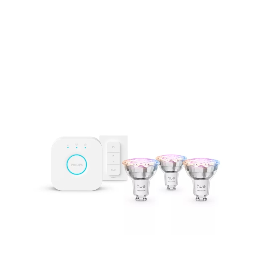 Kit básico Philips Hue White And Color Ambiance Essential 3xGU10/4,7W/230V 2200-6500K + dispositivo de conexión