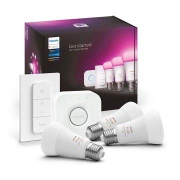 Kit básico Philips Hue WHITE AND COLOR AMBIANCE 3xE27/9W 2000-6500K + puente de conexión