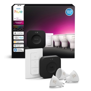 Kit básico Philips Hue WHITE AND COLOR AMBIANCE 3xGU10/4,2W 2000-6500K + puente de conexión