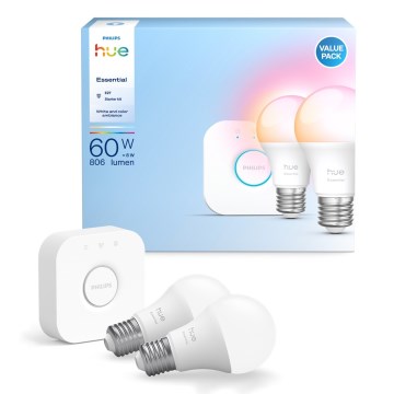 Kit básico Philips Hue White And Color Ambiance Essential 2xE27/8W/230V 2200-6500K + dispositivo de conexión