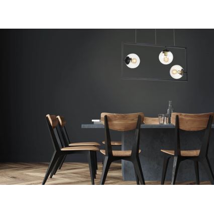 Lámpara colgante REY 3xE27/7W/230V negro