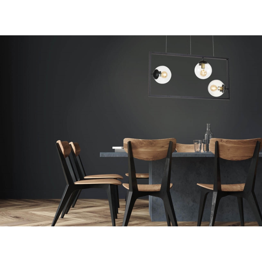 Lámpara colgante REY 3xE27/7W/230V negro
