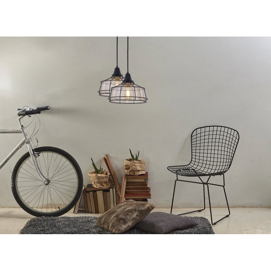 Lámpara colgante FACTORY 1xE27/11W/230V beige/negro