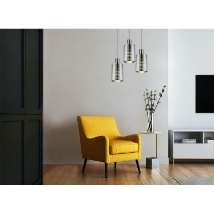 Lámpara colgante EVOLUTION 1xE27/11W/230V cromo brillante