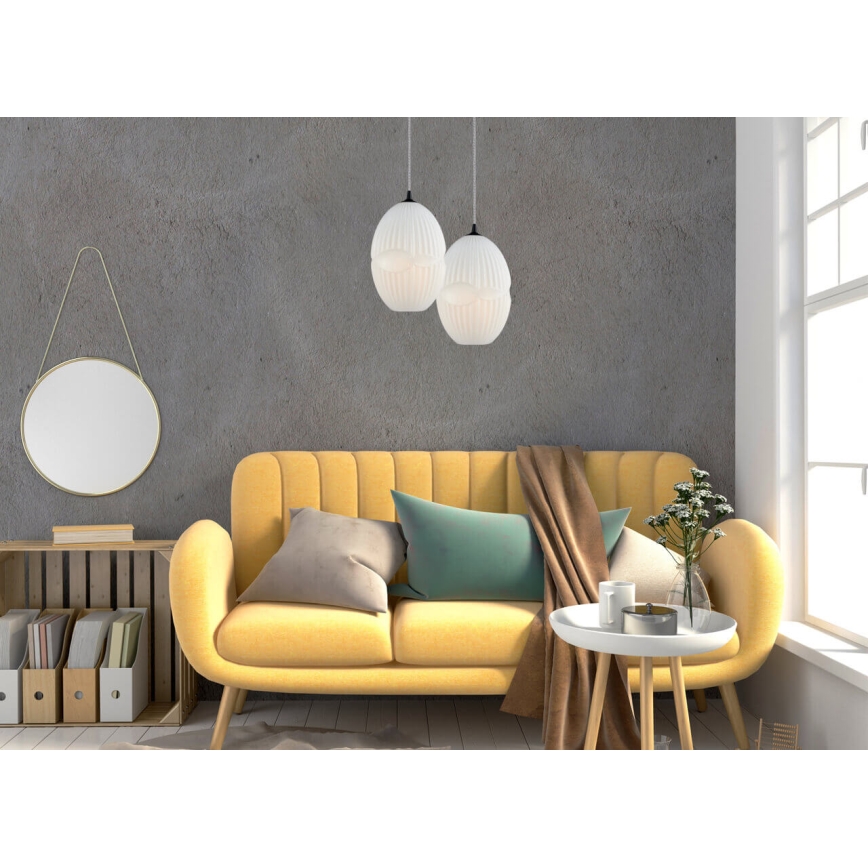 Lámpara colgante ELLIPTIC 1xE27/11W/230V blanco