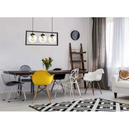 Lámpara colgante REY 3xE27/7W/230V negro
