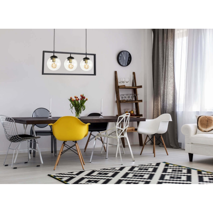 Lámpara colgante REY 3xE27/7W/230V negro
