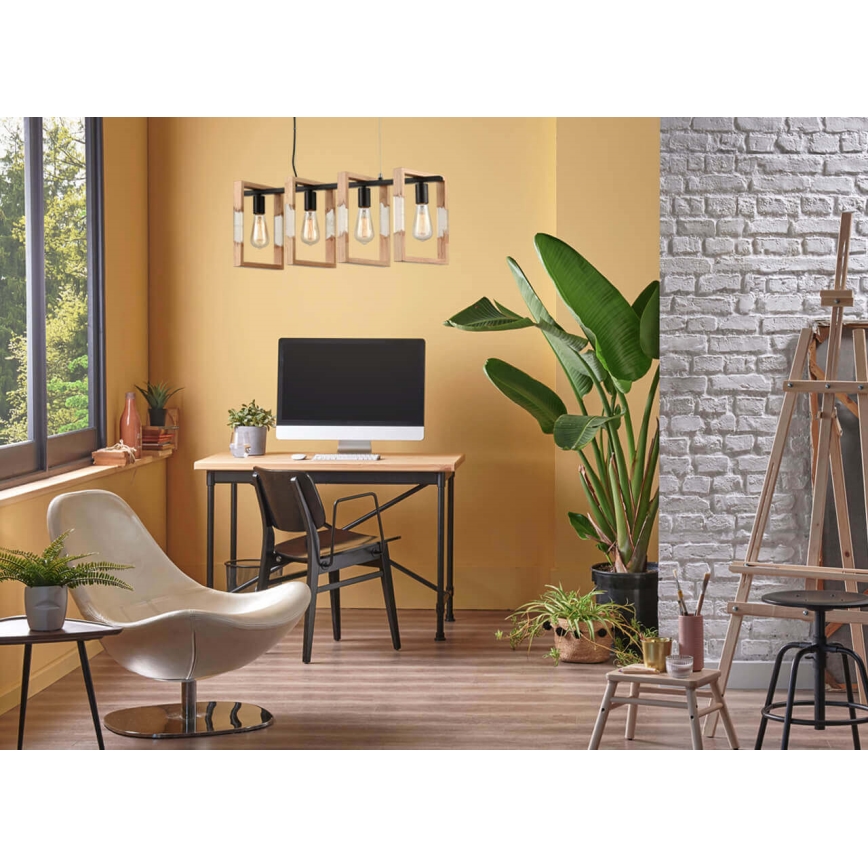 Lámpara colgante SERIES 4xE27/11W/230V madera/negro