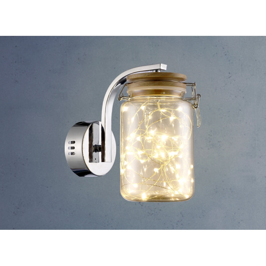 Lámpara de pared LED SHOCK LED/5W/230V cromo brillante/madera